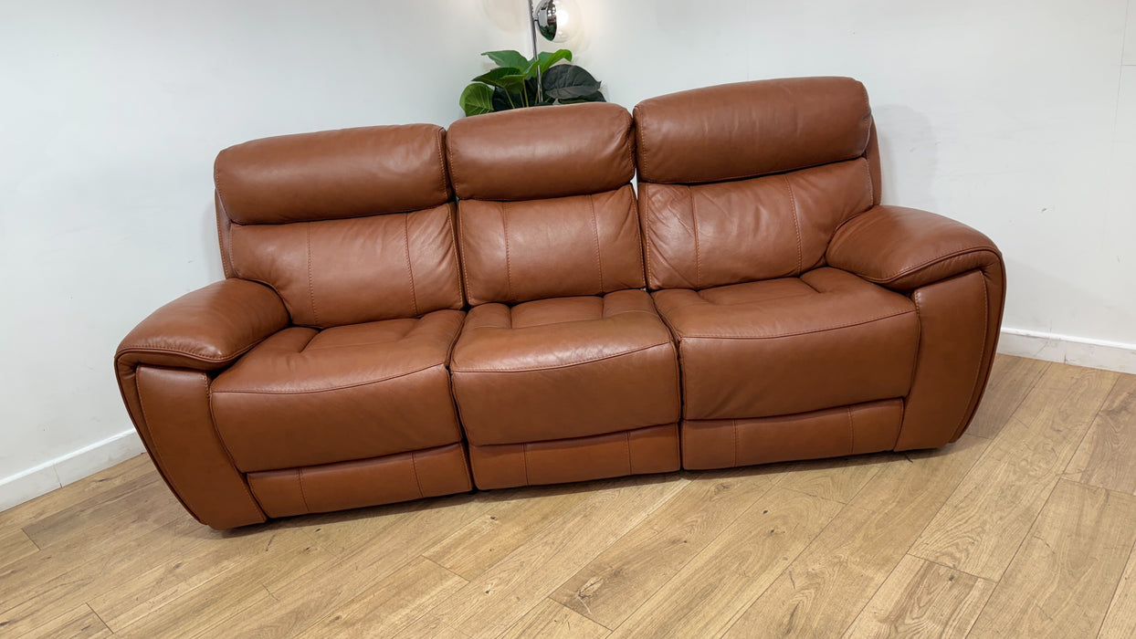Sofology Radley Leather 3 Seater Split Triple Power Recliner in Metz Caramel