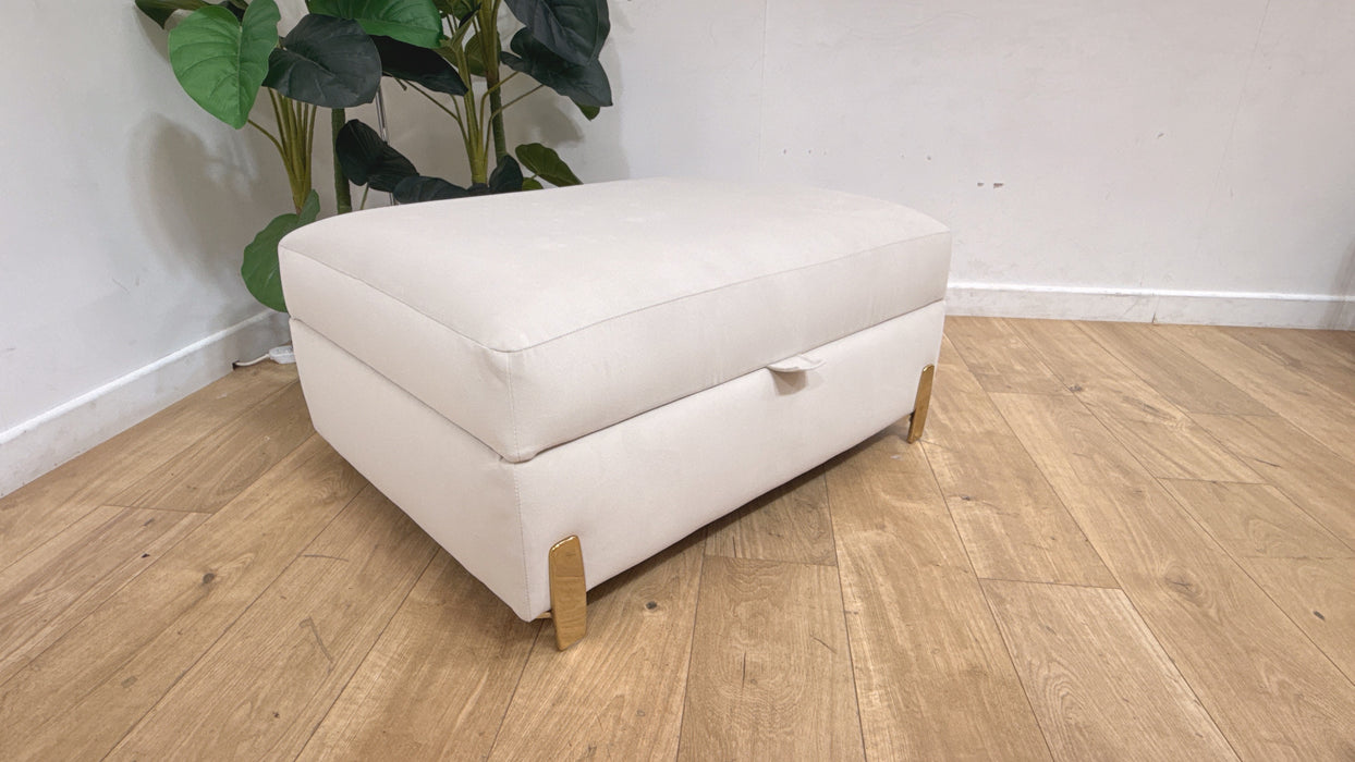 Sofology Oscar Fabric Storage Footstool in Super Matt Velvet Ecru