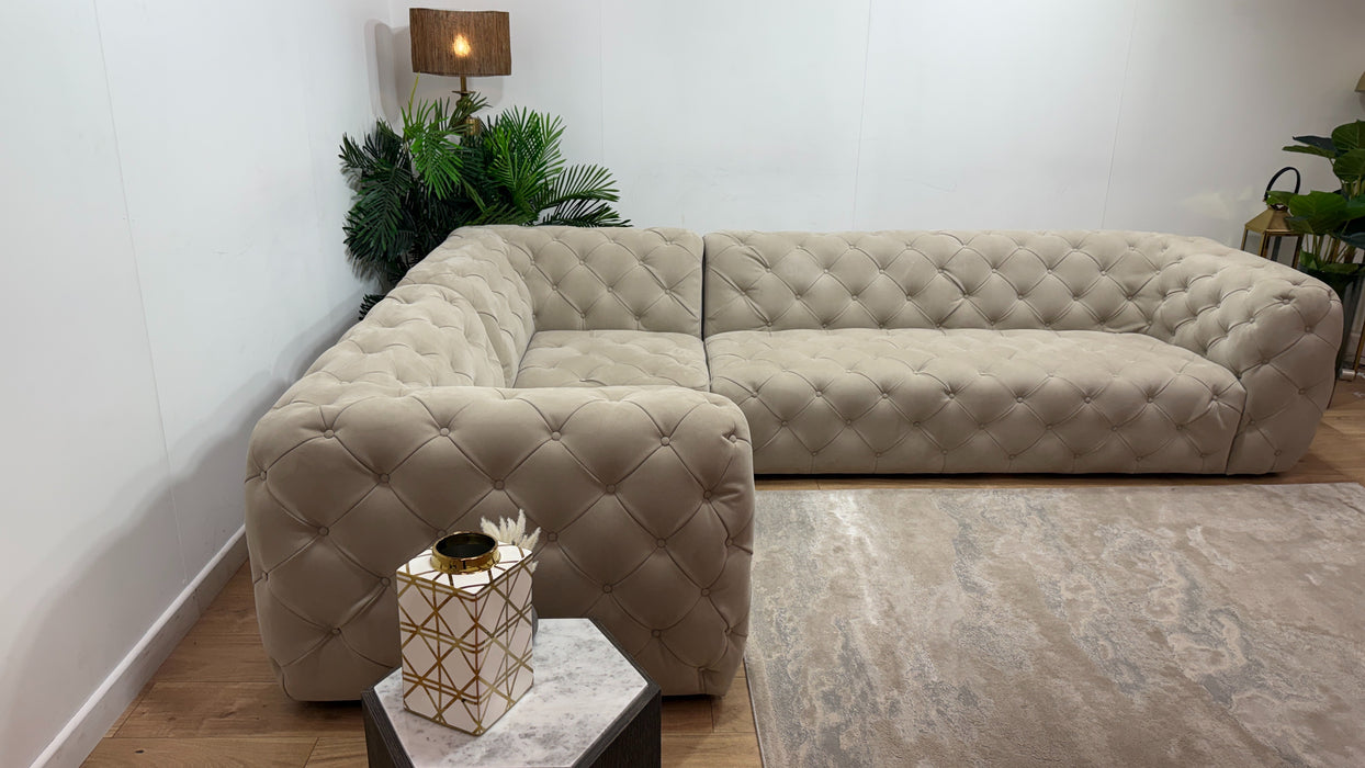 Sofology Venezia Fabric 1.5 Corner 3 in Lifestyle Nubuck Feel Stone