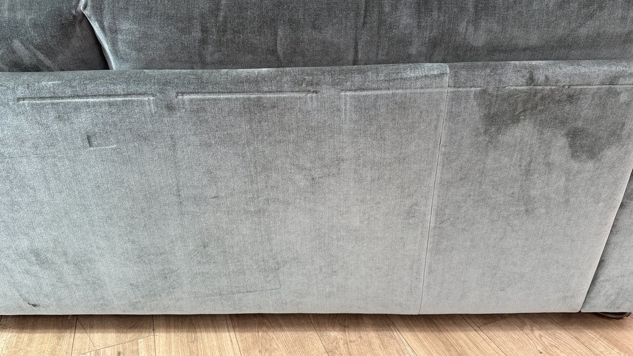 Sofology Regency Fabric 4 Seater Foam Seats with Studs in Fine Textured Chenille Grey Sage Mix