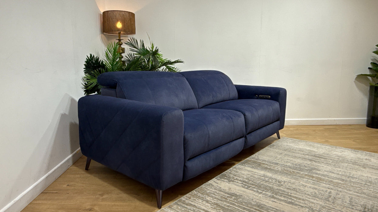 Sofology The Allure Fabric 2.5 Seater Power Recliner/Headrest Heated Seats Lumbar Support in Lifestyle Flecked Navy