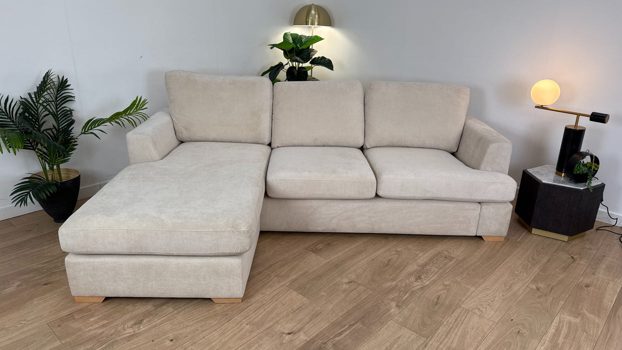 Milton 4 Seater Fabric Chaise Sofa Ivory