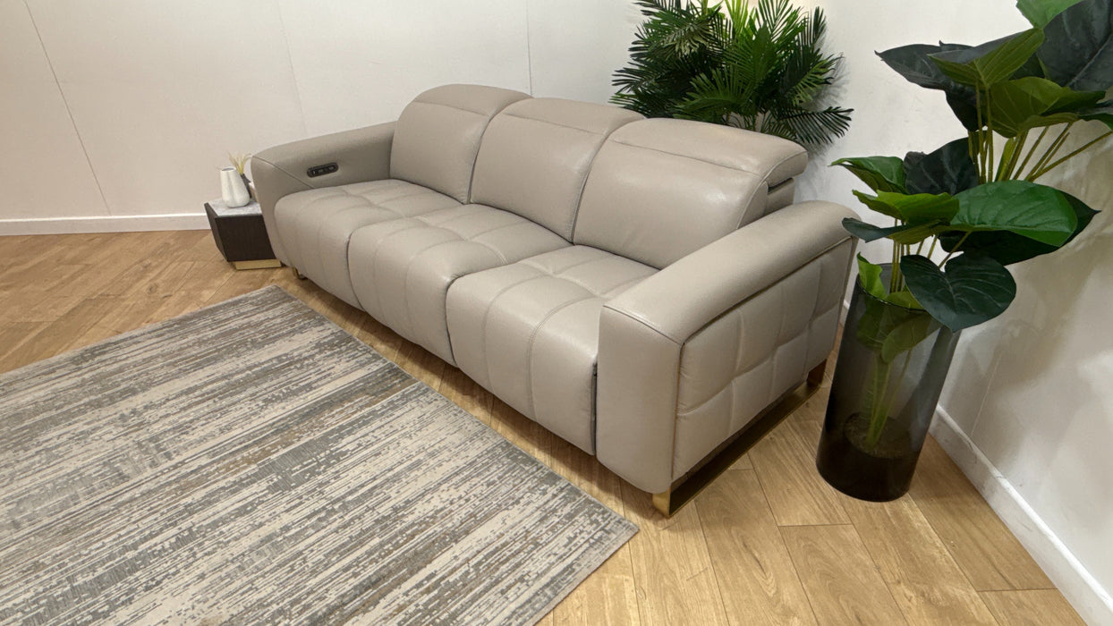 Sofology Marvella Leather 3 Seater Power Recliner/Headrest in Trusty Sheen Lead Grey