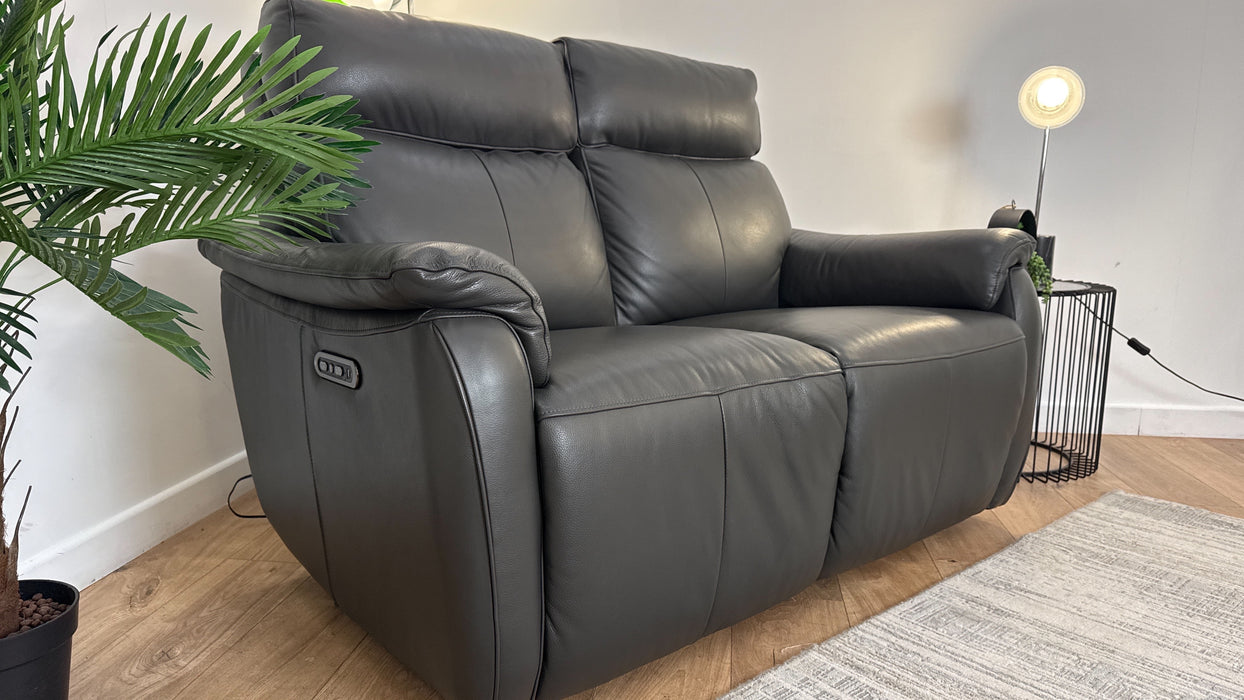 Sofology The Parker 2 Seater Reclining Sofa in Trusty Sheen Leather Charcoal