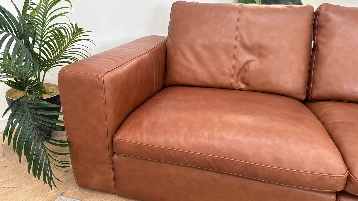 Sofology The Retreat 3 Seater Sofa in Relaxed Soft Leather Tan Mix