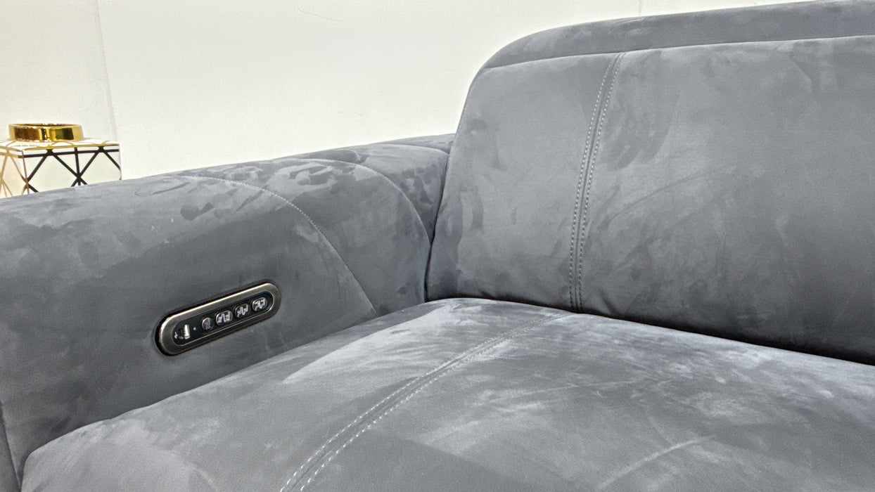 Sofology Allure Fabric 2.5 Seater Screen Console Power Recliner/Headrest Heated Seats Lumbar Speakers in Lifestyle Nubuck Feel Charcoal