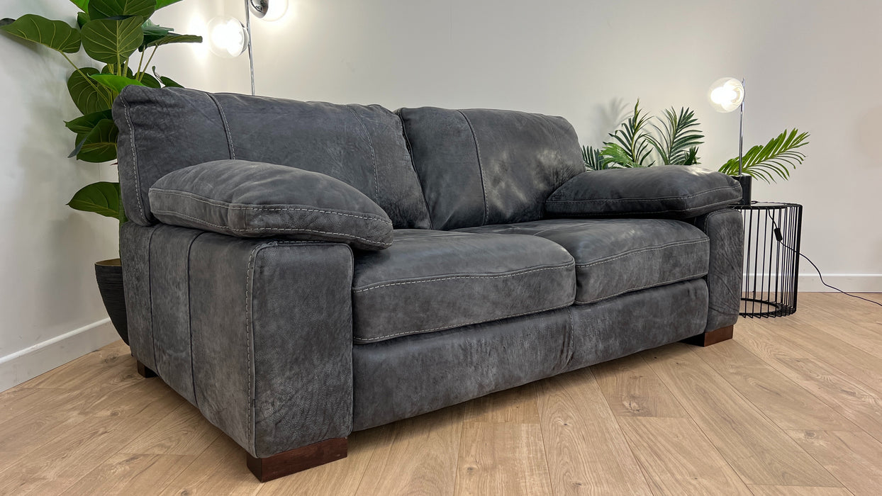 Linara 3 Seater - Leather Sofa - Utah Grey