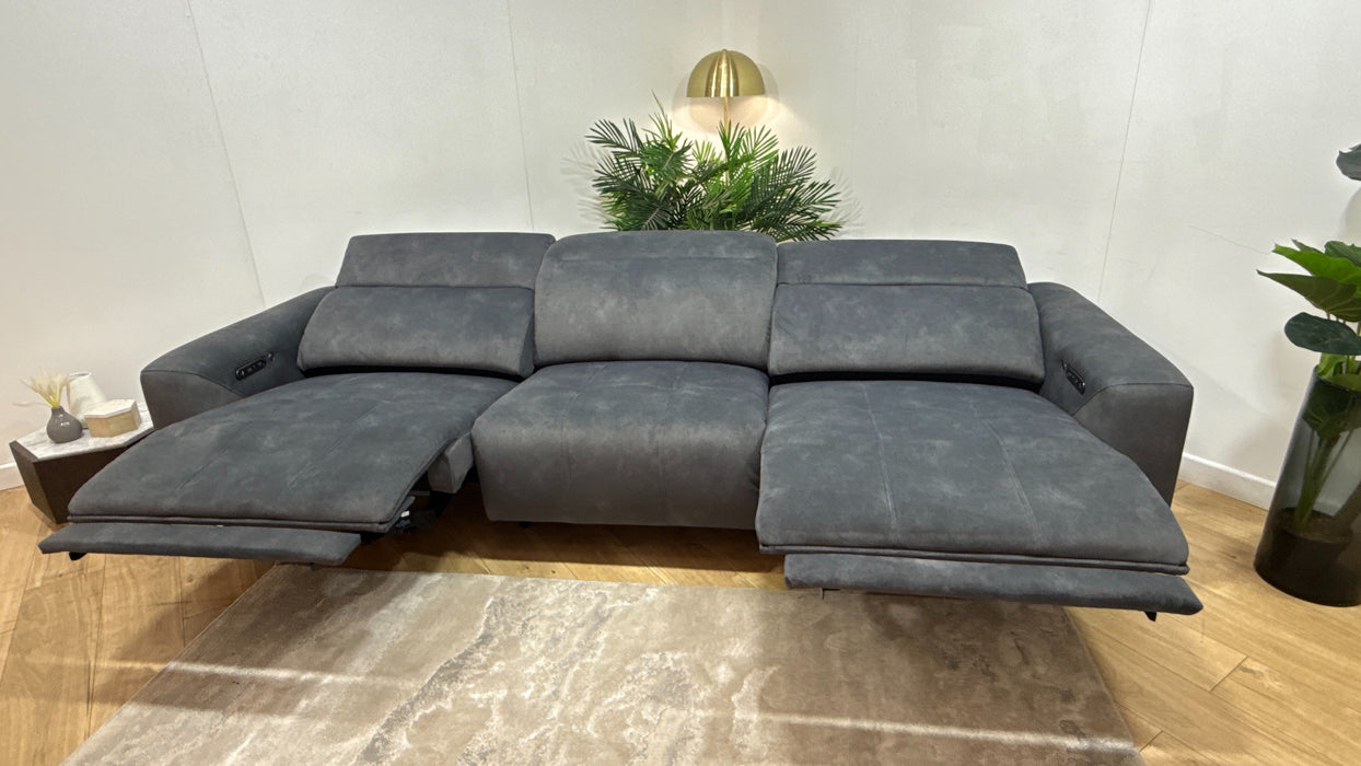Sofology Marvella Fabric 4 Seater Split Power Recliner/Headrest Heated Seats in Lifestyle Flecked Charcoal