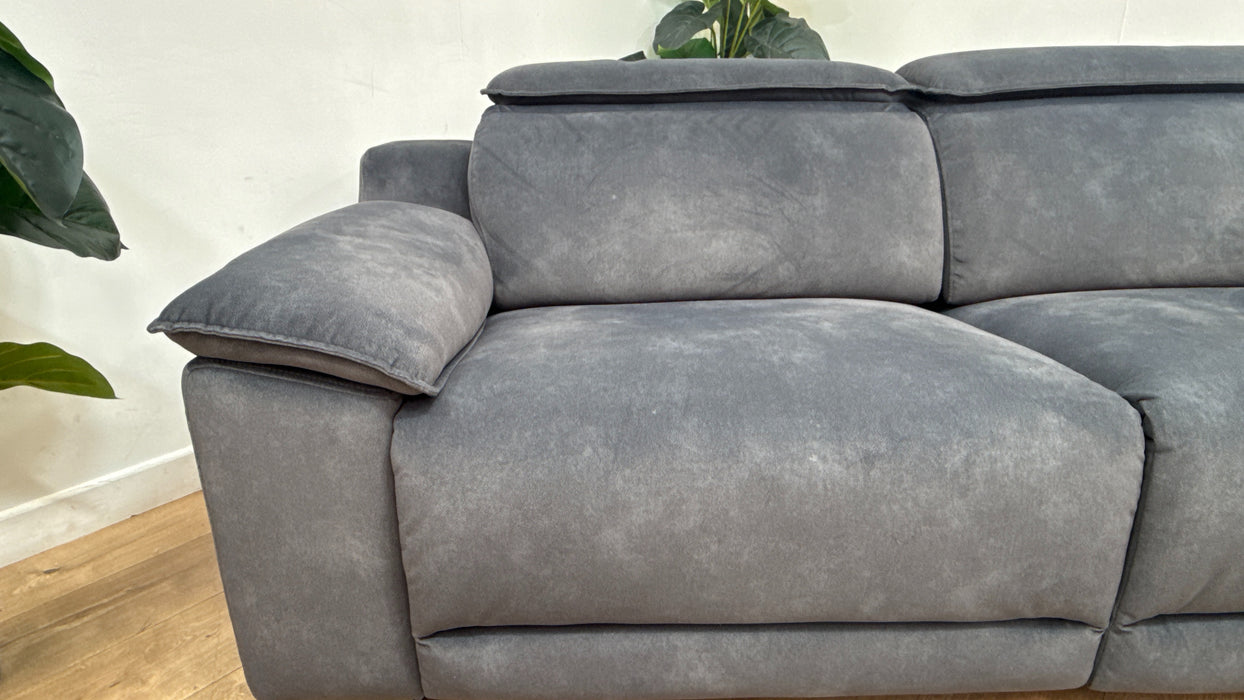 Sofology Benz Fabric 3 Seater Power Recliner/Headrest Heated Seats in Lifestyle Flecked Charcoal