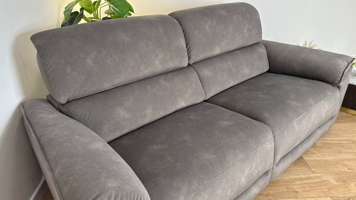 Sofology The Hugo Fabric 2 Seater Power Recliner/Headrest in Lifestyle Flecked Mocha