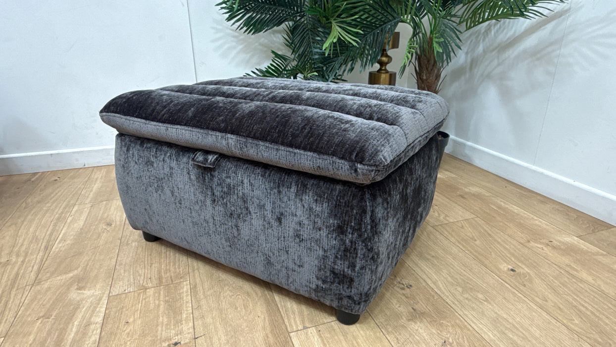 Sofology Olson Fabric Designer Storage Footstool in Luxury Textured Chenille Anthracite