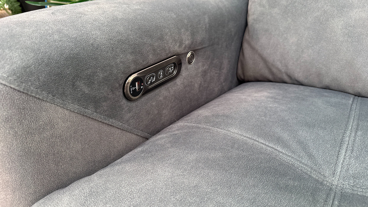 Sofology Marvella Fabric 3 Corner 1.5 Power Recliner/Headrest Heated Seat in Lifestyle Flecked Mineral Green