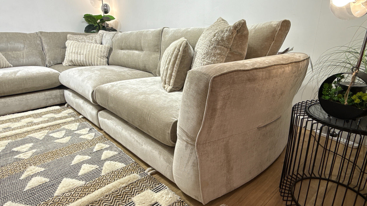 Sofology Reign Fabric 1 Corner 3 no Trim in Luxury Chenille Linen/Natural Mix