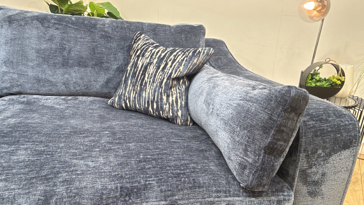 Sofology Bellagio Fabric 4 Seater Split Reversible Feather Flex Interior in Chunky Luxe Chenille Navy Mix