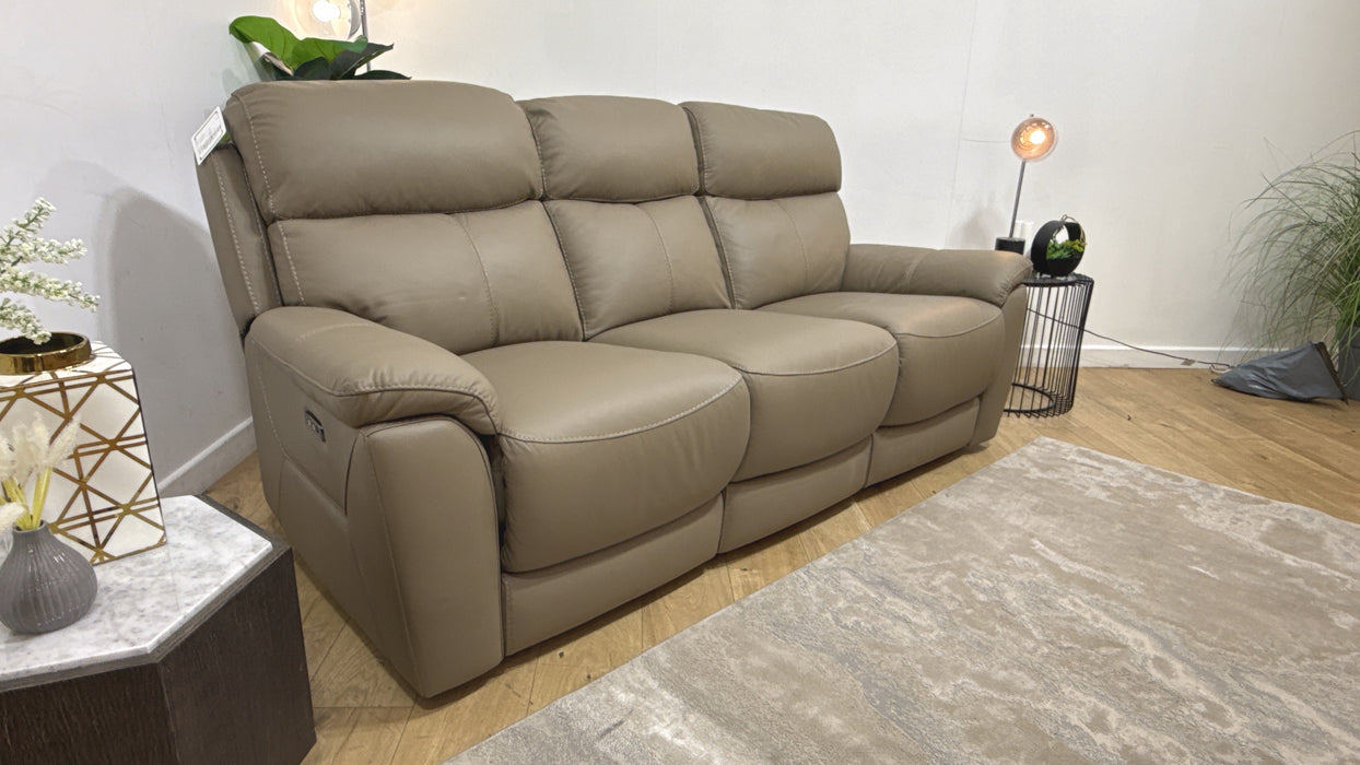 DFS Nevara Leather 3 Seater Power Recliner in Camel