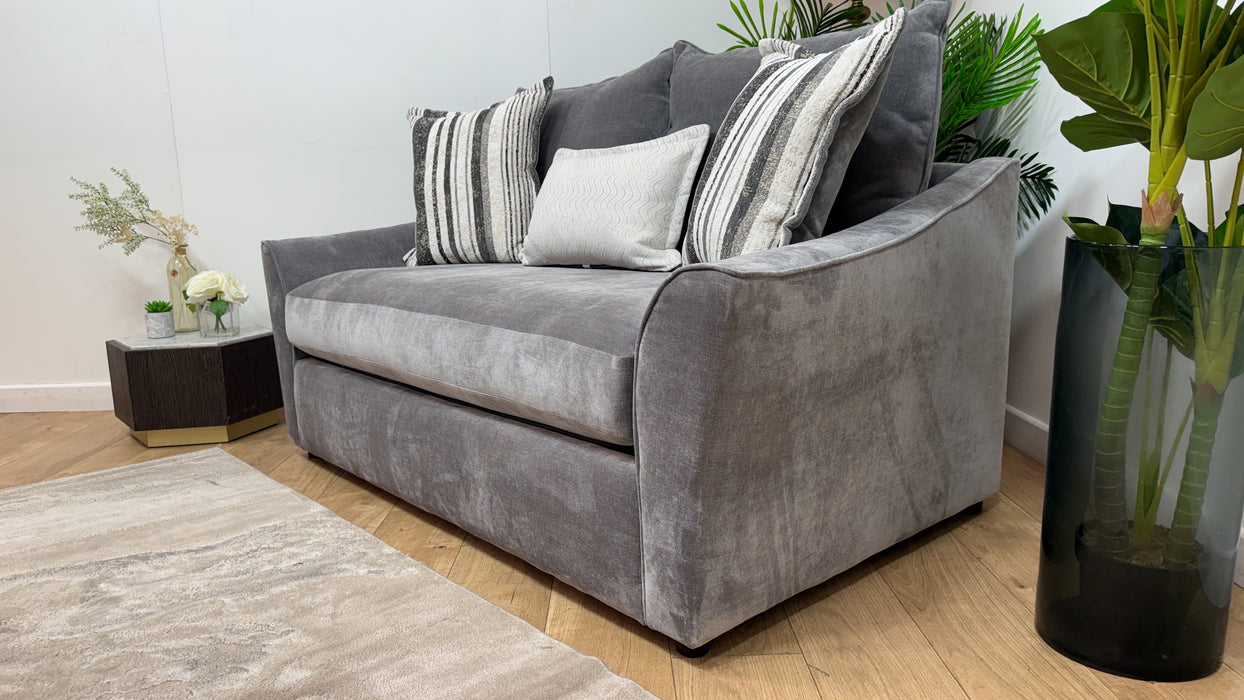 Sofology Holkham Fabric 2 Seater Sofa Bed Zoned Memory Foam Mattress in Fine Textured Chenille Steel Mix