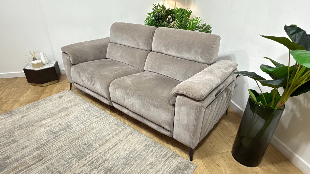 Sofology Fratelli Fabric 2.5 Seater Power Recliner/Headrest in Relaxed Chenille Nutmeg