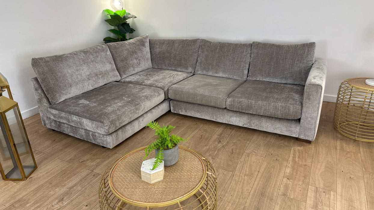 Sofology The Majestica Open end Chaise 1 Corner 2 Fabric Sofa in Luxe Chenille Stone Mix