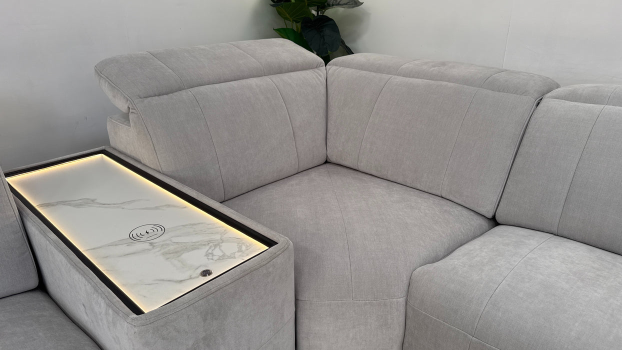 Sofology Lumiere Fabric Recliner 3 Corner Console 3 in Stone