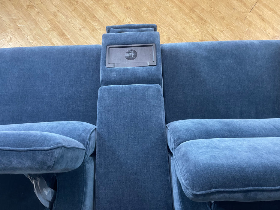 Plaza Fabric 2.5 Seater Relaxed Chenille Denim Power Recliner Power Headrest & Smart Console (WA2)