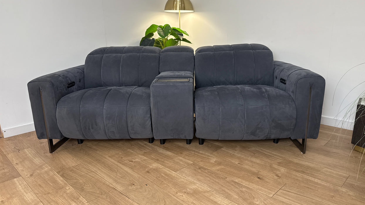 Sofology The Paramount 2.5 Seater Recliner Sofa Console in Nubuck Feel Fabric Charcoal