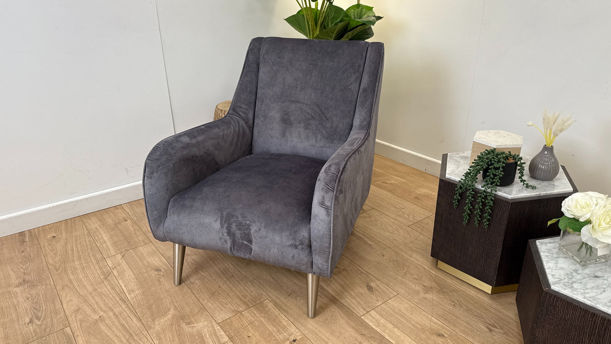 Topham - Fabric Accent Chair - Velvet Grey