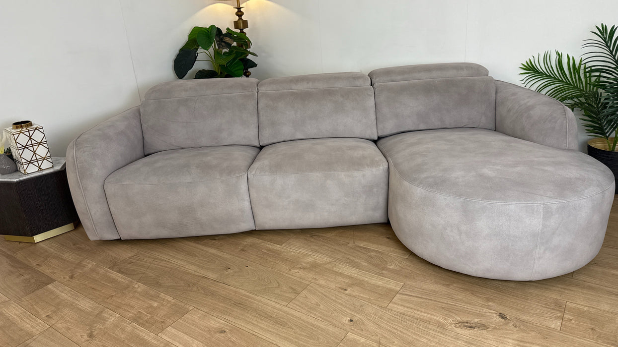 Sofology the Serene Fabric 3 Seater Chaise Power Recliner/Headrest in Lifestyle Mottled Marble