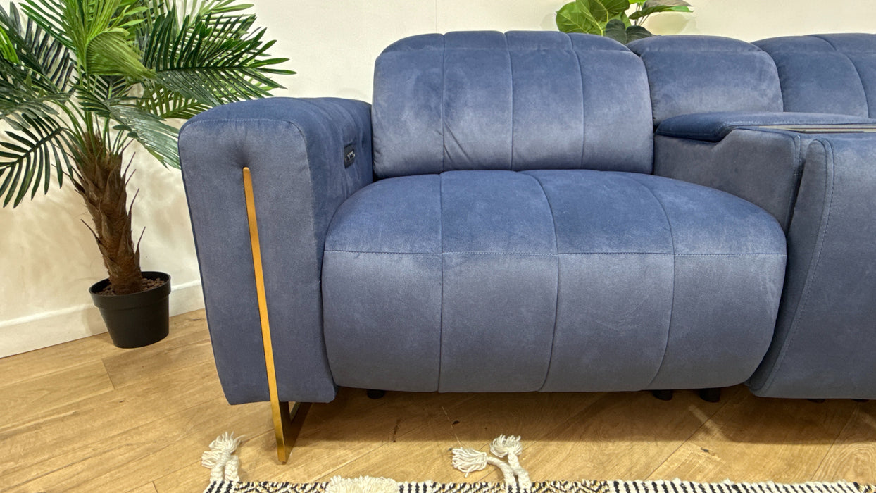 Sofology Paramount Fabric 2.5 Seater Console Power Recliner/Headrest Heated Seats Speakers in Lifestyle Flecked Navy