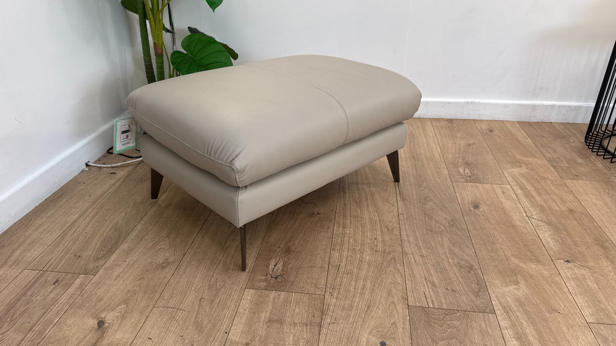 Sofology Adler Leather Designer Footstool in Trusty Matt Stone
