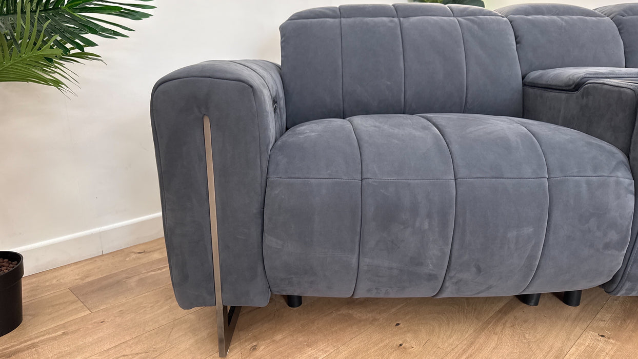 Sofology The Paramount Fabric 2.5 Seater Console Power Recliner/Headrests Speakers in Lifestyle Nubuck Feel Charcoal