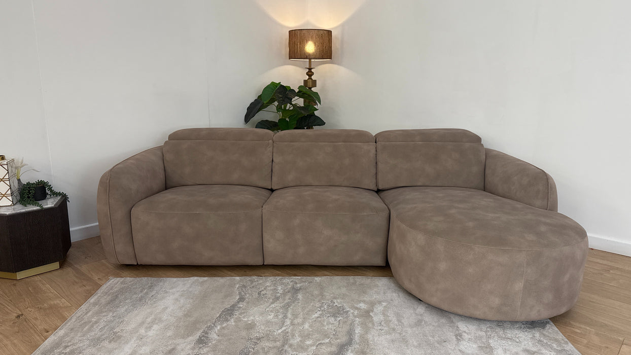 Sofology The Serene Fabric 3 Seater Chaise Power Recliner/Headrest in Lifestyle Mottled Latte