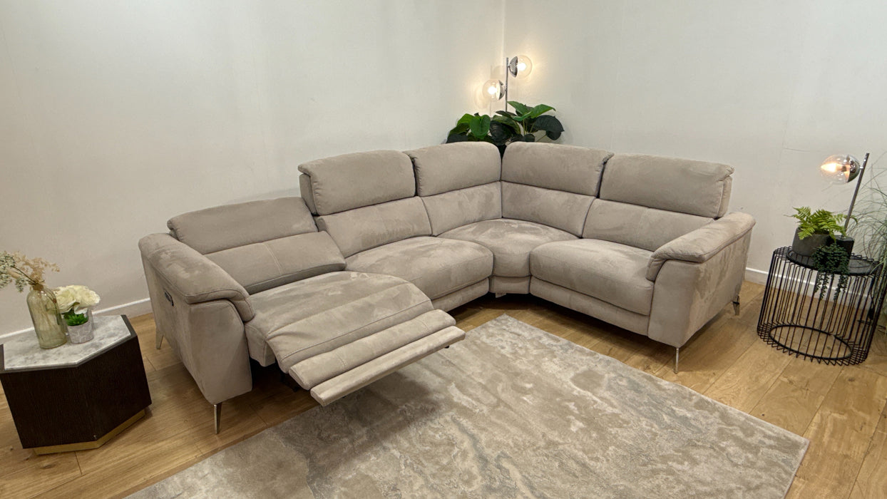 Sofology Illinois Fabric 2 Corner 1 Power Recliner/Headrest x 1 in Lifestyle Textured Grey