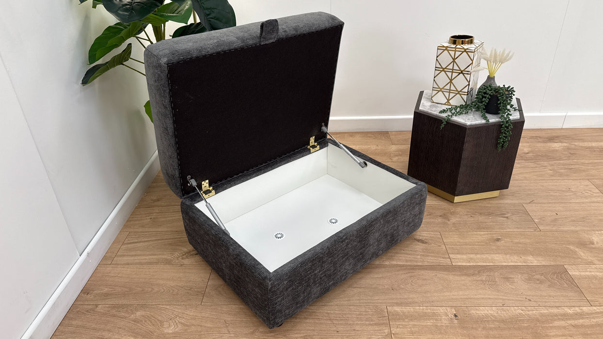 Sofology Portobello Fabric Storage Footstool in Chenille Look Charcoal