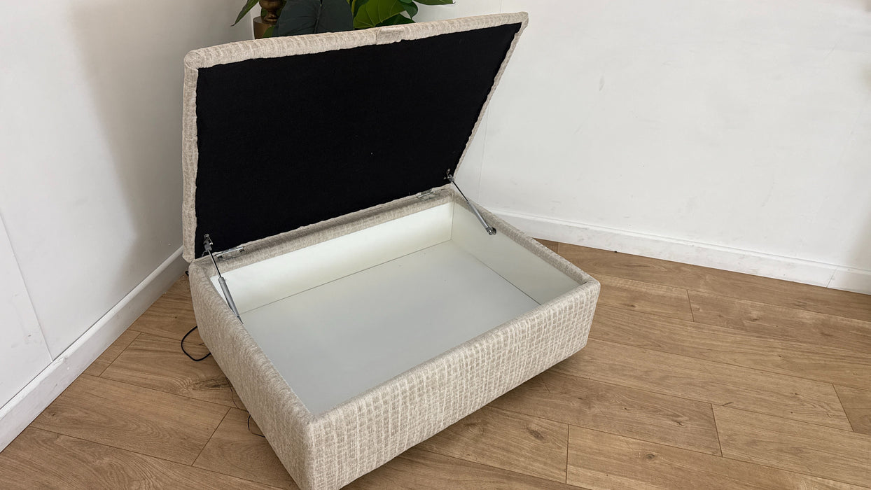 Sofology Ascot Fabric Storage Footstool in Textured Chenille Natural