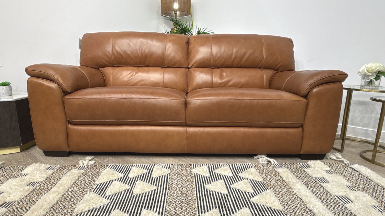 Sofology Santina Leather 3 Seater in Relaxed Soft Tan