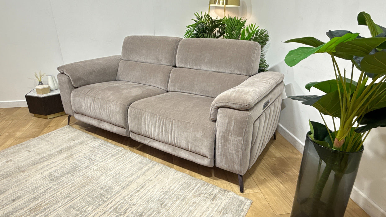 Sofology Fratelli Fabric 2.5 Seater Power Recliner/Headrest in Relaxed Chenille Nutmeg