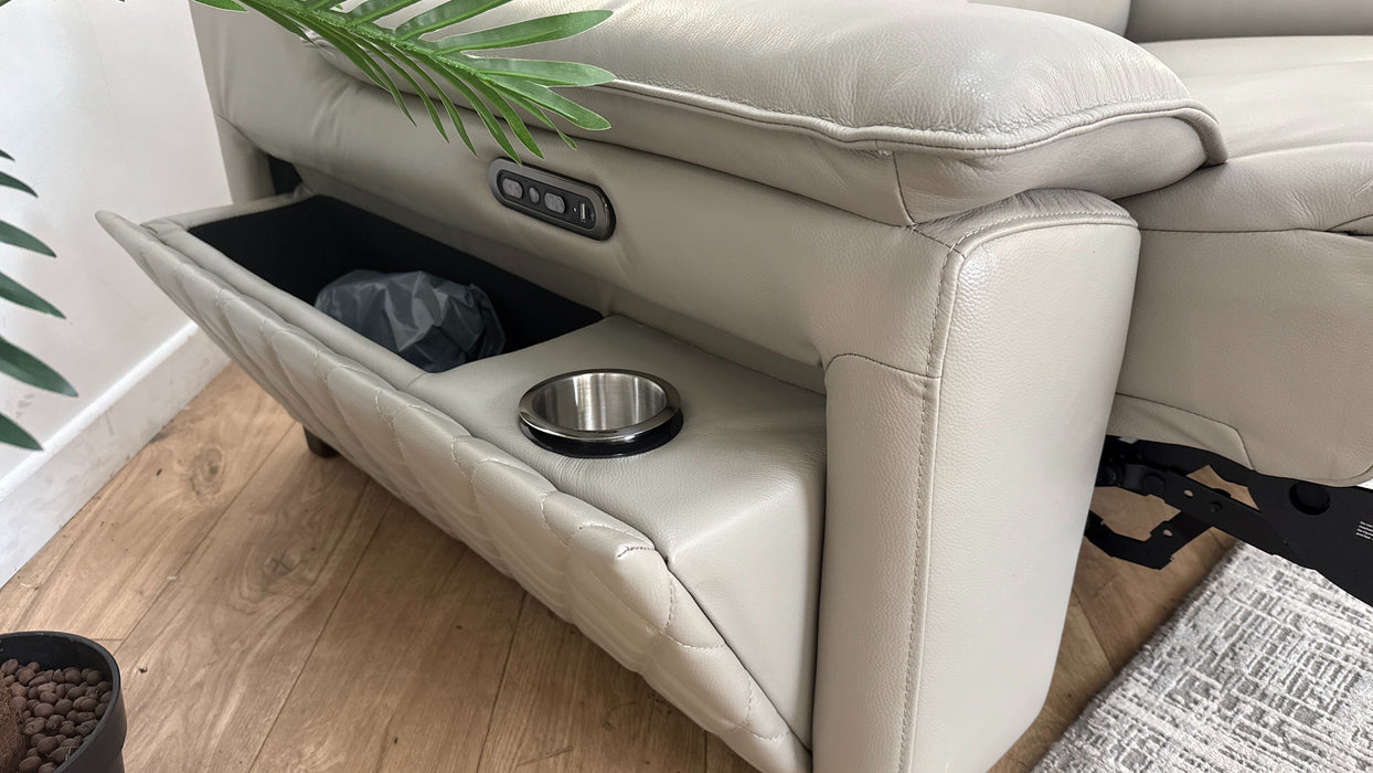 Sofology The Benz Leather 2 Seater Power Recliner/Headrest in Trusty Sheen Lead Grey