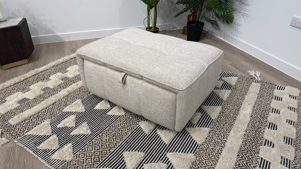 Sofology Moritz Large Bench Fabric Footstool in Cream