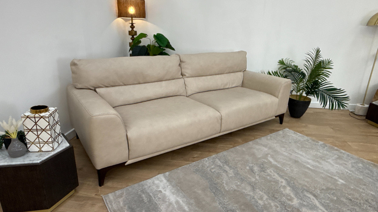 Sofology The Sassari 4 Seater Leather Sofa in Gemini Bone