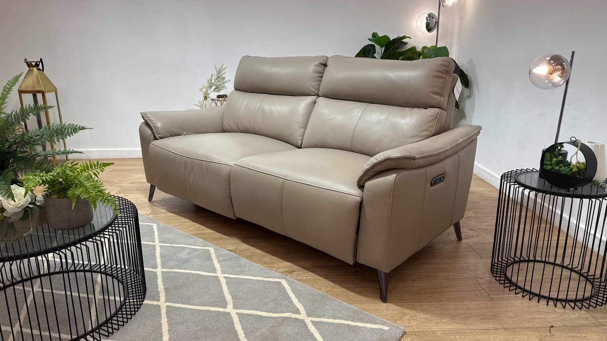Sofology Arlo Leather 2.5 Seater Power Recliner in Trusty Embossed Stone