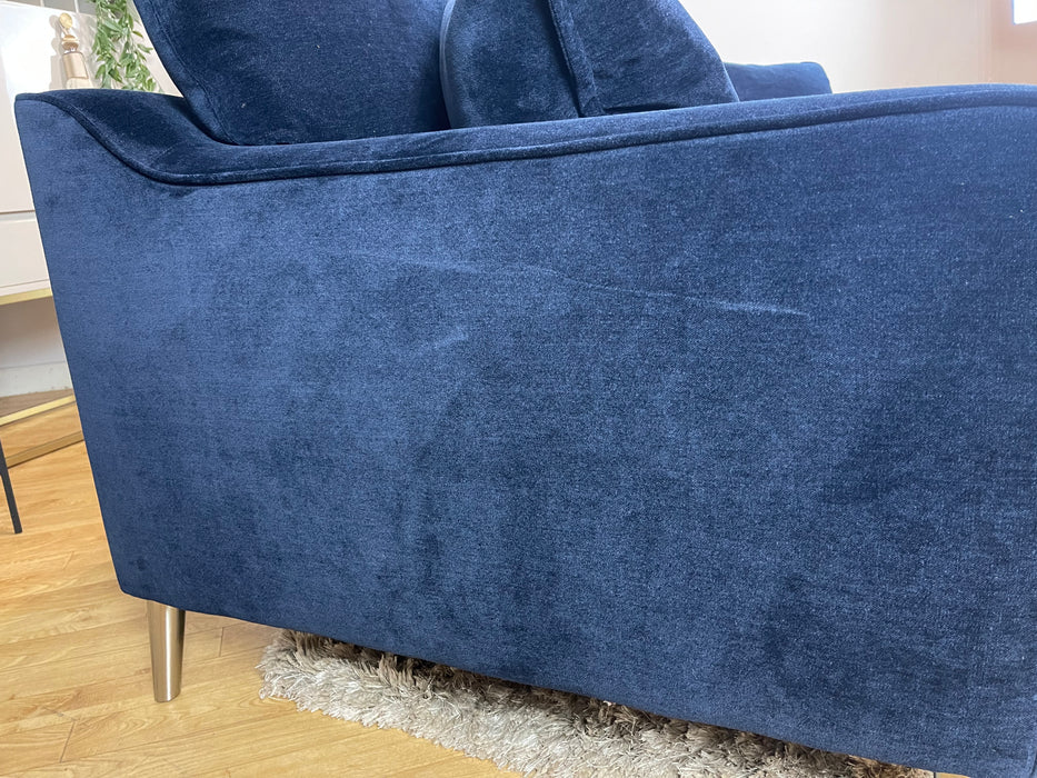 Mayfair 3 Seater Soft Chenille Navy All Over Fabric (WA2)