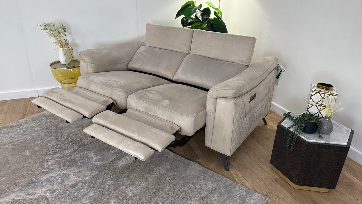 Sofology Ezra Fabric 2 Seater Power Recliner/Headrest in Tara Mink