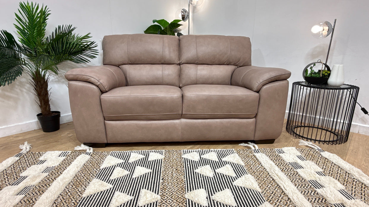 Sofology Santina Leather 2 Seater in Relaxed Soft Stone