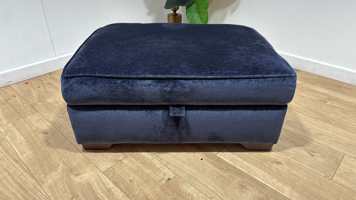 Sofology Newbury Fabric Storage Footstool in Luxury Deep Pile Chenille Denim