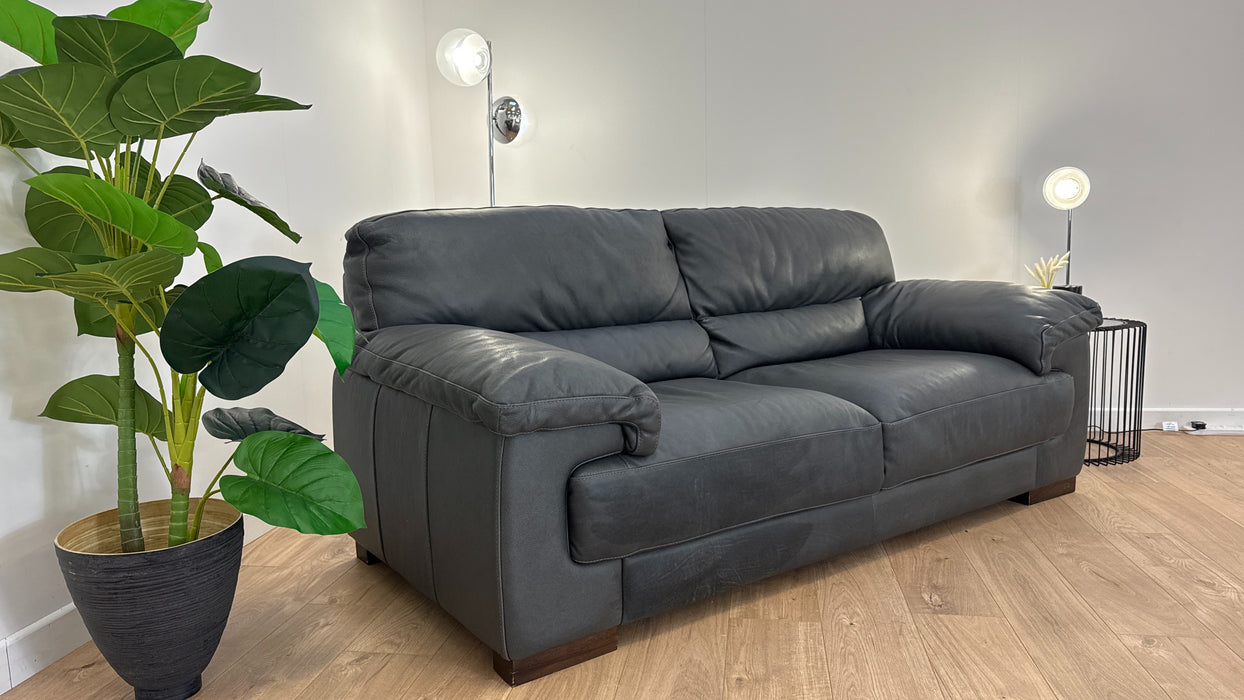 Santino 2 Seater - Leather Sofa - Apollo Grey