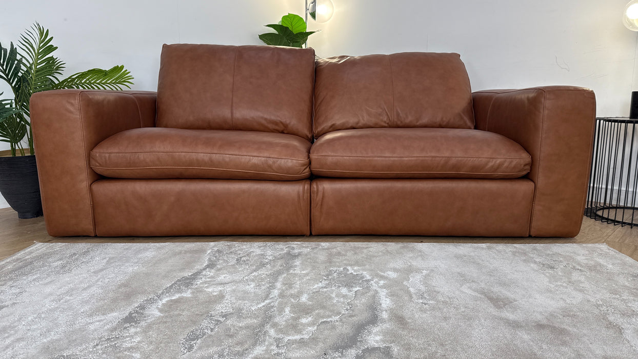 Sofology The Retreat 3 Seater Sofa in Relaxed Soft Leather Tan Mix