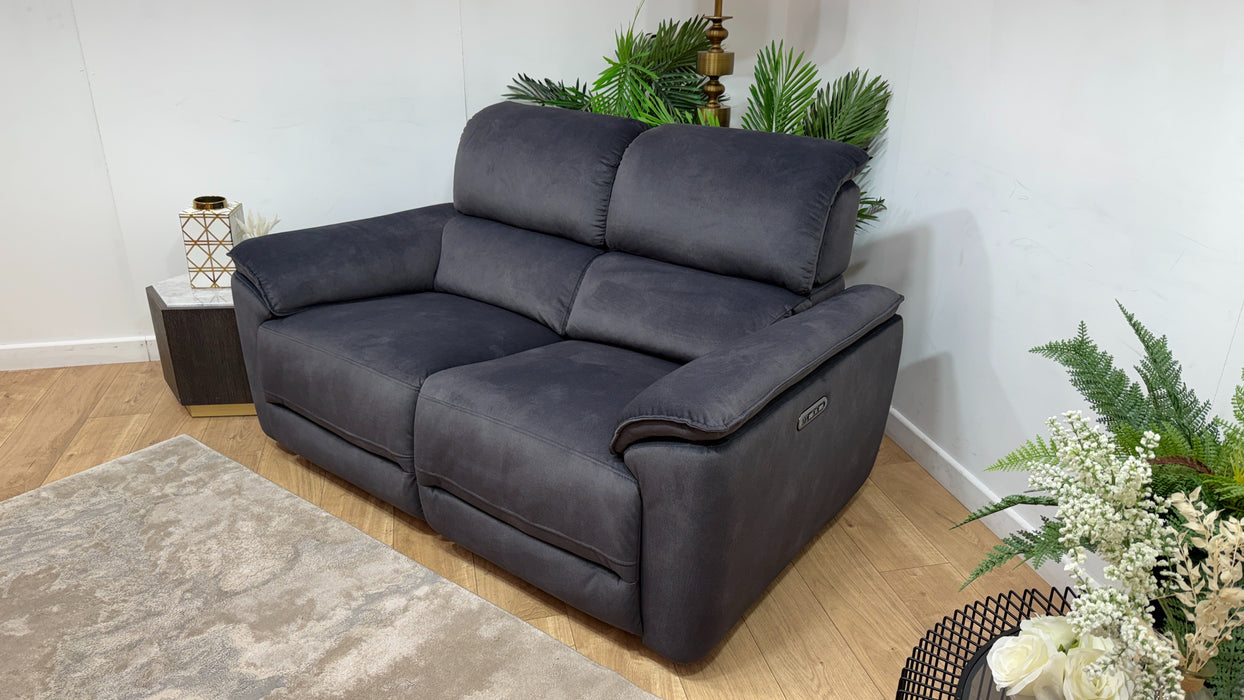 Sofology Hugo Fabric 2 Seater Power Recliner/Headrest in Lifestyle Flecked Anthracite