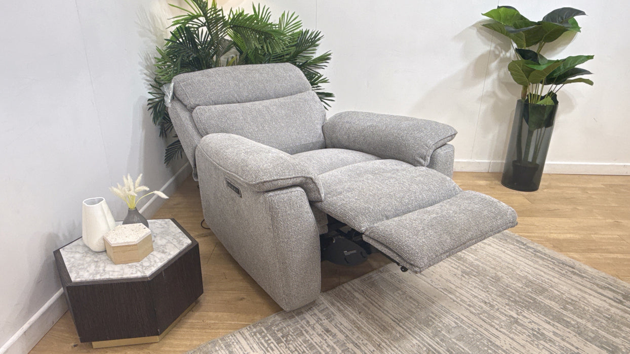 DFS Newsome Power Recliner Fabric chair in Steel