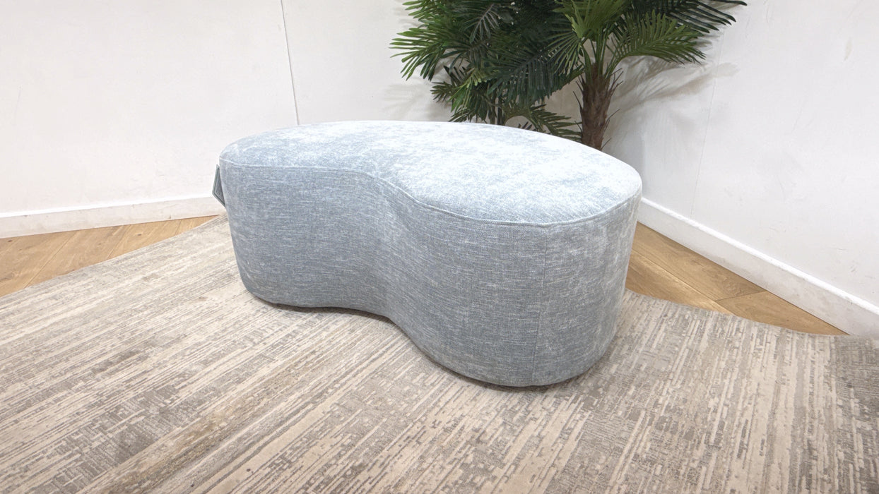 Sofology Chloe Designer Footstool in Linen Look Chenille Sky