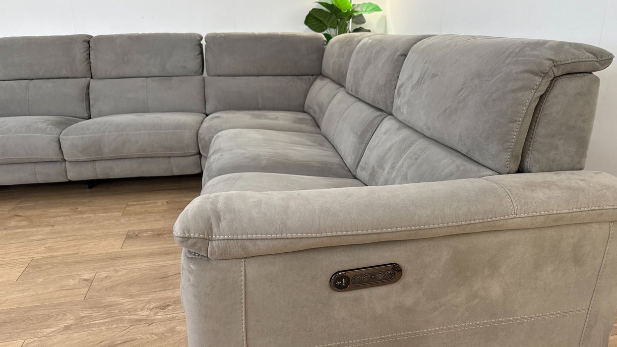 Sofology The Illinois 2 Corner 2 Fabric Recliner Sofa in Lifestyle Textured Charcoal